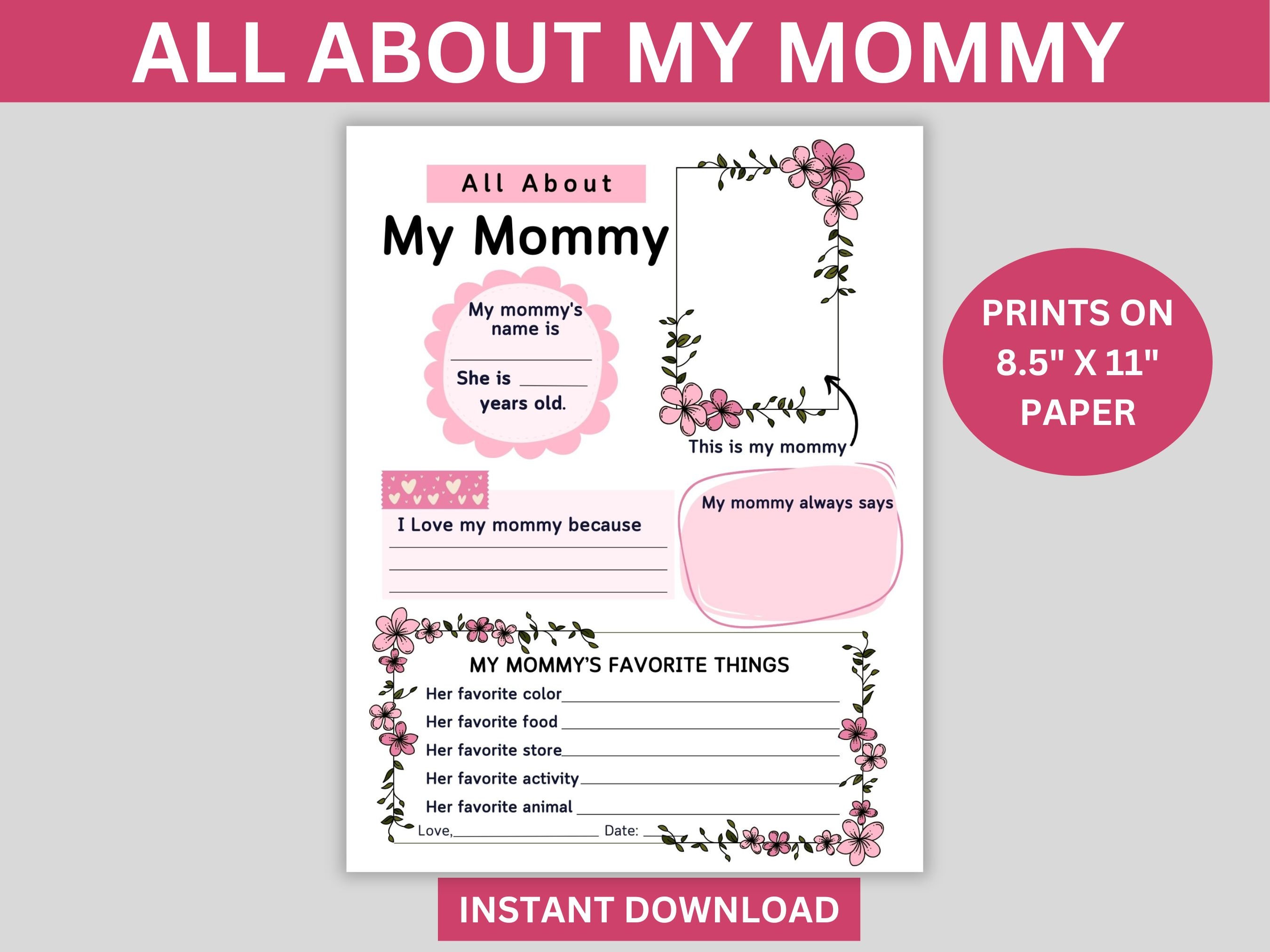 All About My Mom Printable All About Mom Questionnaire Mother #39 s Day