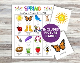 Lentespeurtocht voor kinderen: natuurfotokaarten (digitale download)