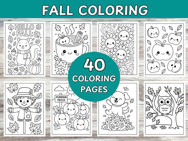 Fall coloring pages for kids.