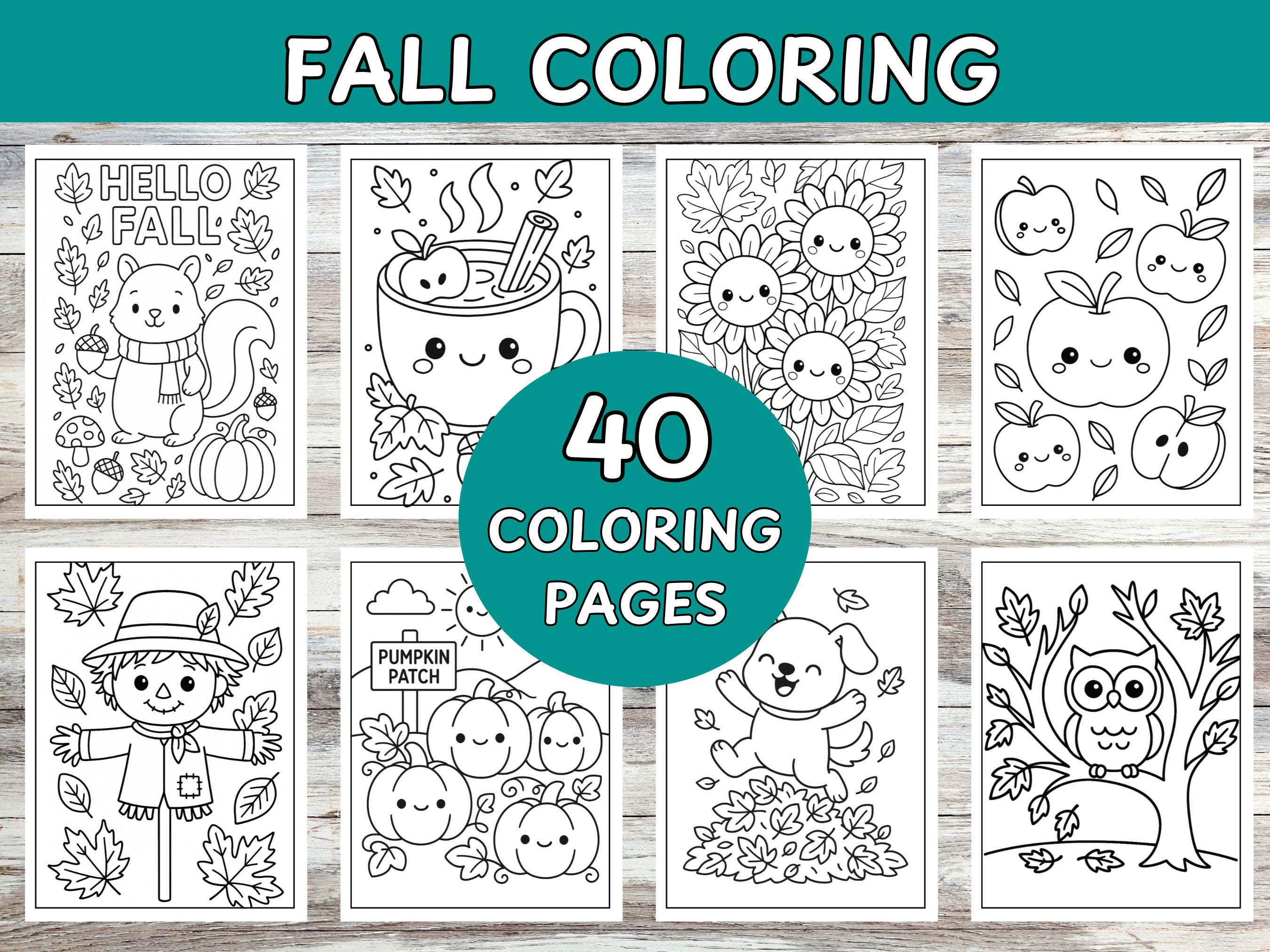Fall Coloring Pages for Kids: Printable Autumn Activity - Etsy