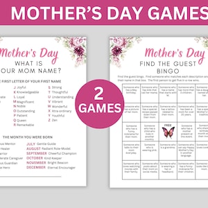 Mother's Day Games Printable Mother's Day Party Games, Mother's Day ...