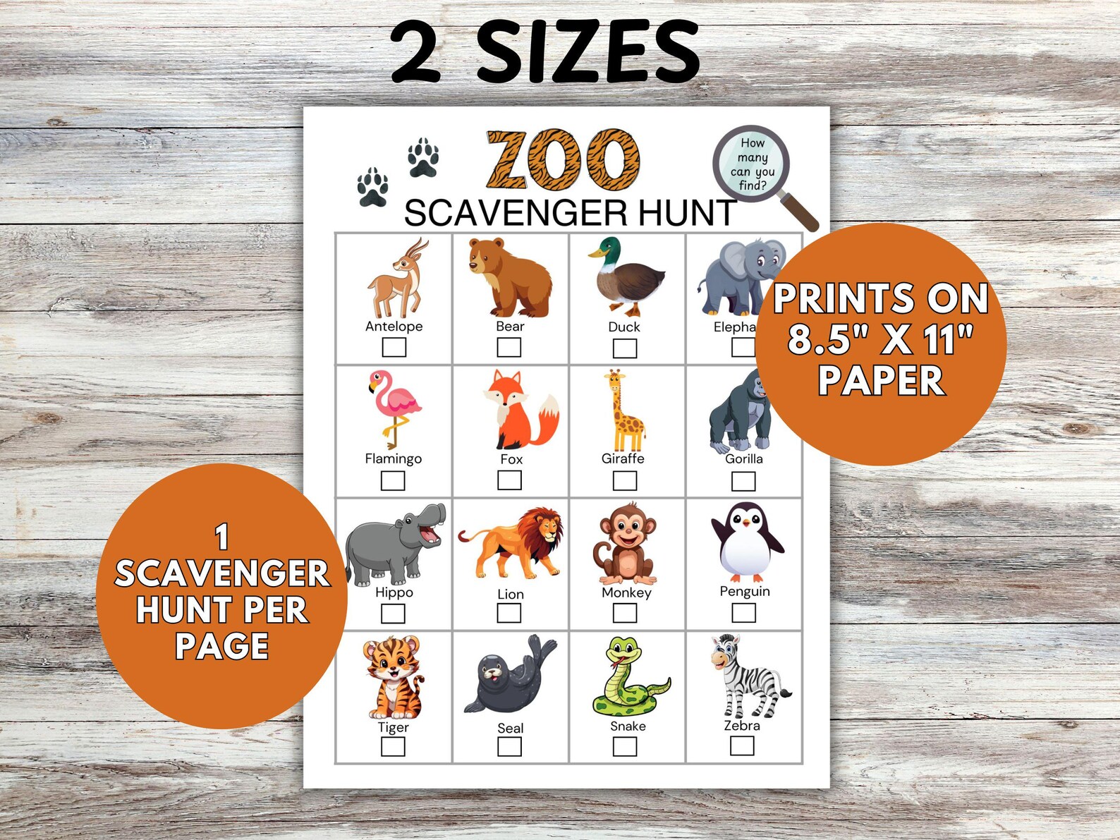 Zoo Scavenger Hunt: Kids Animal Activity, Picture Cards (PDF) - Etsy