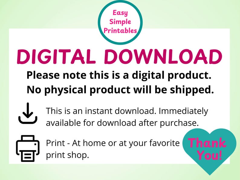 digital download from easy simple printables