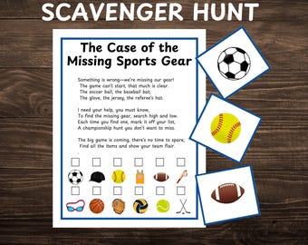 Sports Scavenger Hunt Game: Printable Kids Birthday Activity (PDF)