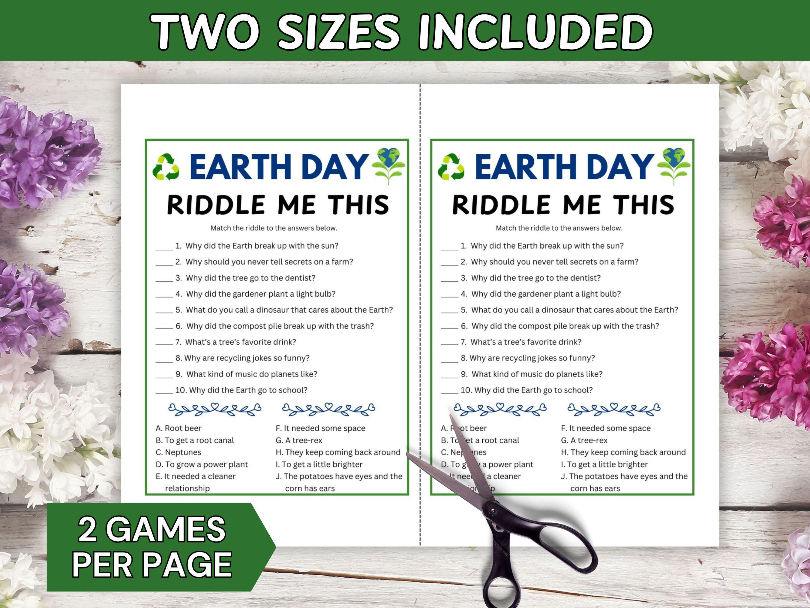 Earth Day Math Riddles Earth Day Riddles Game Printable for Kids | Classroom Worksheet ...