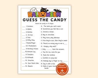 Guess the Candy Game Printable | Halloween Guessing Activity | Halloween Party Idea