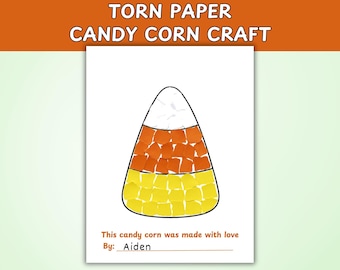 Torn Paper Candy Corn Craft Printable – Easy Halloween Craft for Kids