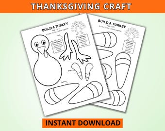 Build A Turkey Craft: Thanksgiving Kid's Activity (Digital Download)