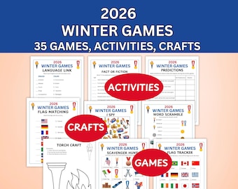 2026 Winter Games Bundle, Activities for International Winter Games in Milan, Sports Themed Crafts, Party Games for Adults and Kids