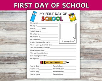 First Day of School Interview: Printable Questionnaire (PDF Download