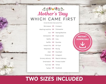 Mother's Day Which Came First Trivia, Mother's Day Brunch Party Game, Mom Activity