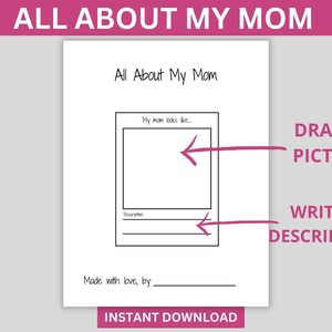 All About My Mom, Printable All About Mom Booklet, All About My Mom ...