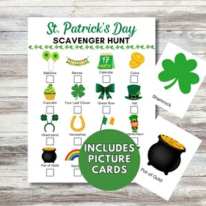 St. Patrick's Day Scavenger Hunt: Printable Kids Activity with Hiding Cards