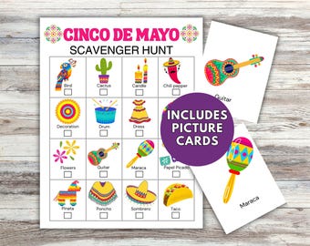 Cinco De Mayo Scavenger Hunt: Bildkortsspel (digital nedladdning)