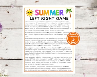 Summer Left Right Game, Party Activity, Left Right Story, Gift Exchange Game, Pass the Gift