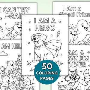 Positive affirmations coloring book. Therapy coloring pages.