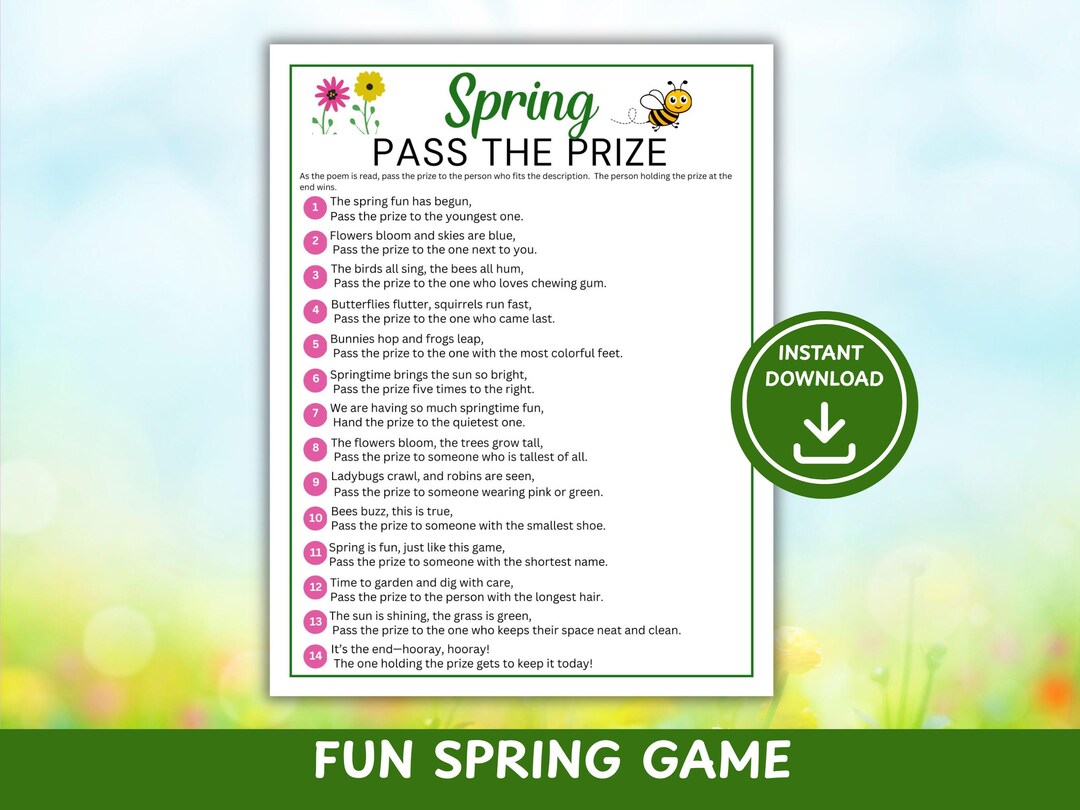 Spring Time Game Pass Spring Pass the Prize Game | Spring Party Activity | Pass the Present ...