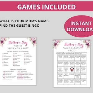 Mother's Day Games Printable Mother's Day Party Games, Mother's Day ...