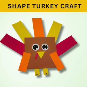 Shape Turkey Craft: Printable Thanksgiving Activity (PDF)