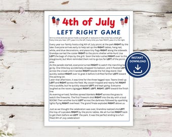 Fourth of July Left Right Game, Party Activity, Gift Exchange Game, Pass the Gift