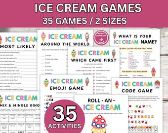 Ice Cream Party Games Bundle, Ice Cream Social, Birthday Game, Summer Activities