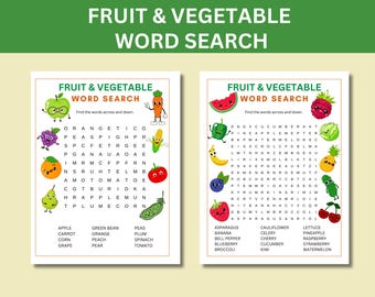Woordzoekpuzzel fruit en groente: klasactiviteit voor kinderen (pdf)