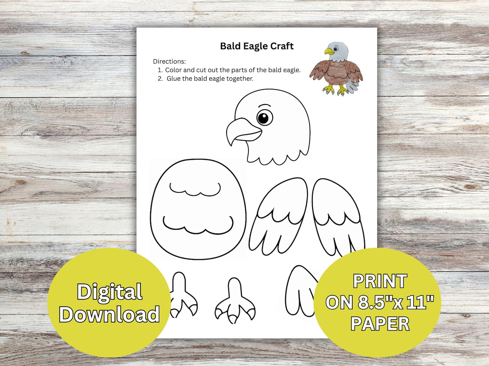 Bald Eagle Craft for Kids: Patriotic Cut & Paste Activity (PDF Download ...