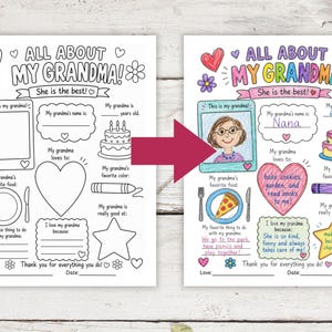 Grandparent's Day writing keepsake.  Personalized grandma.
