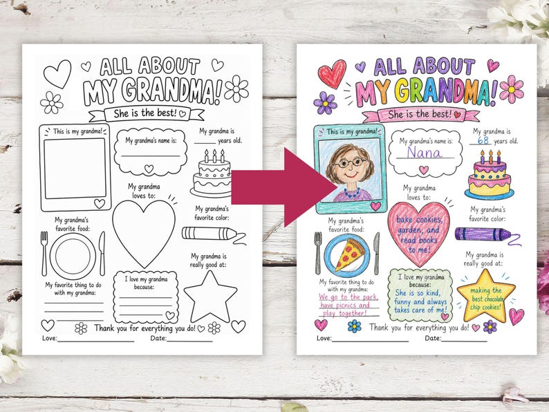 Grandparent's Day writing keepsake.  Personalized grandma.