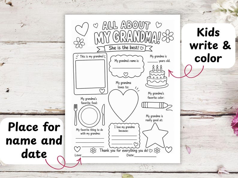 Gift for grandma.  Grandma keepsake page