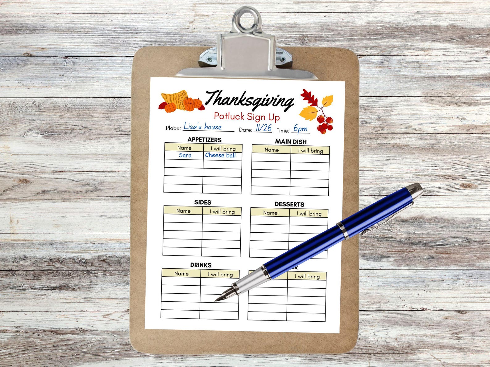Thanksgiving Potluck Sign up Sheet - Il 1588xN.6411628596 Ph5t