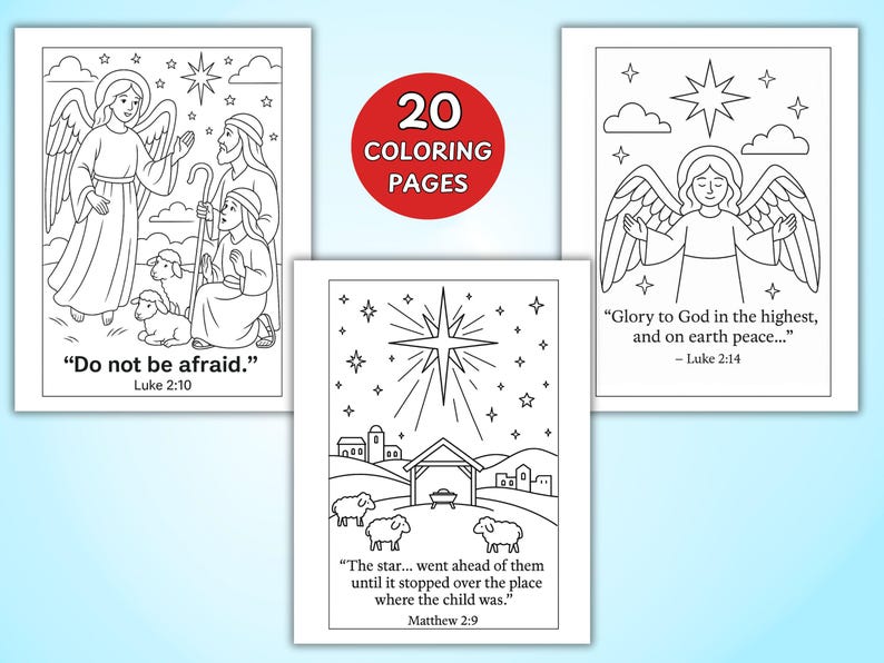 Angel coloring page. Sunday school Christmas activity.  Sunday School coloring pages.