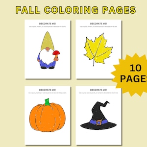 Fall Coloring Pages for Kids, Fall Crafts for Kids, Fall Printable, Fall Coloring Craft, Halloween Coloring Pages, Thanksgiving Coloring