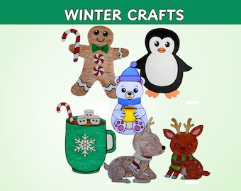 Winter Craft Bundle, Printable Cut and Paste Activities for Kids