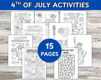 Fourth of July Activity Pages: Patriotic Games & Coloring (Digital Download)