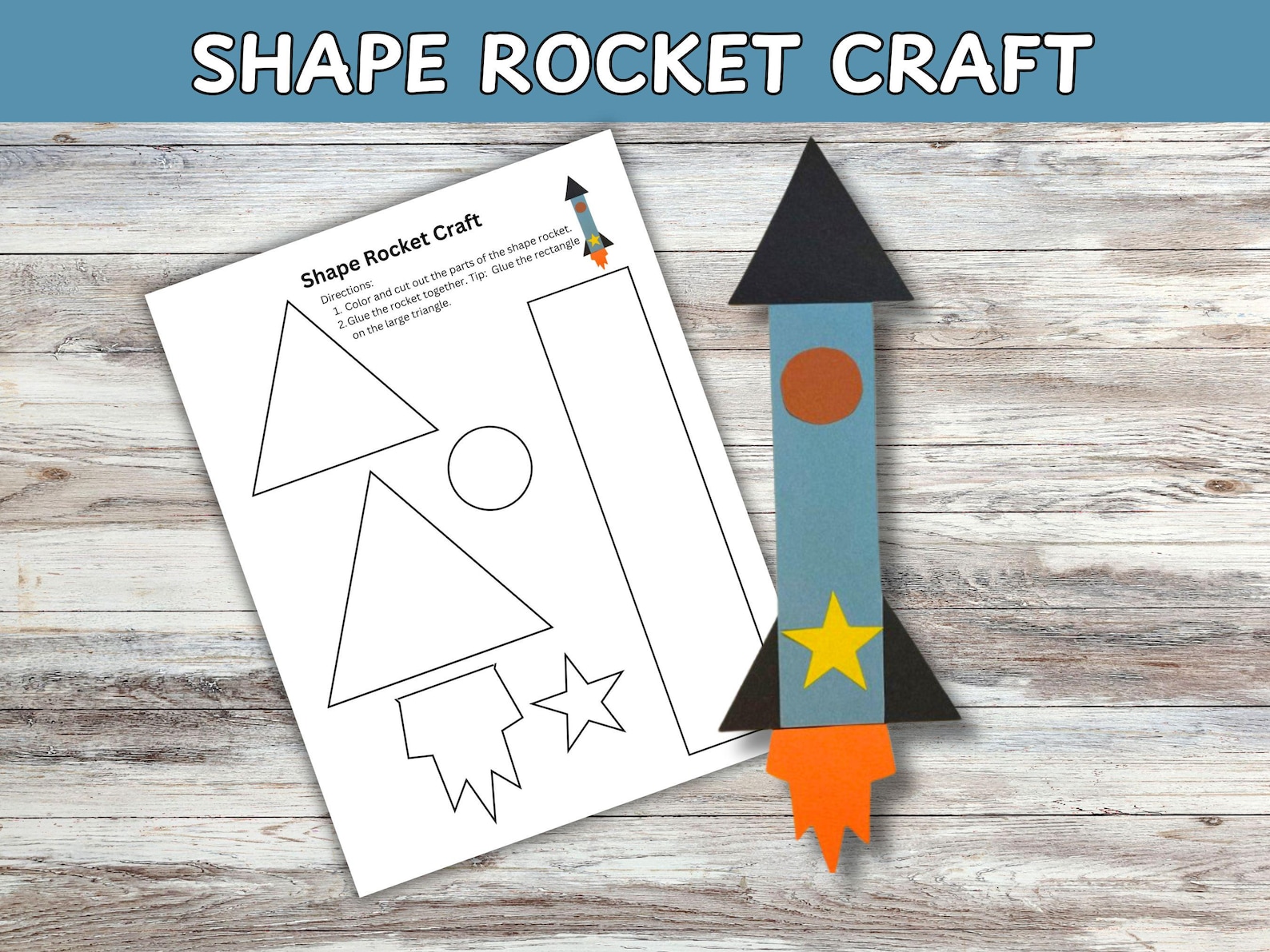 Shape Rocket Craft for Kids: Printable Space Activity (PDF Download) - Etsy
