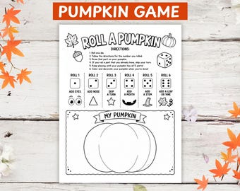 Roll a Pumpkin Game, Fall Dice Game for Kids, Pumpkin Activity, Classroom Fall Party