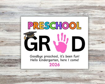 Preschool Graduation Handprint Art: Keepsake Gift for Mom and Dad, Last Day of Preschool Craft