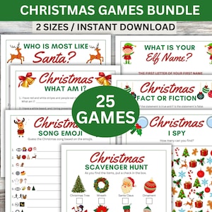 Printable Christmas Games Bundle, Christmas Party Games, Christmas Family Games, Holiday Games for Kids, for Adults, Classroom Party Games