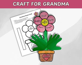 Handprint Flower Craft for Grandma: Keepsake Gift (PDF Pattern)