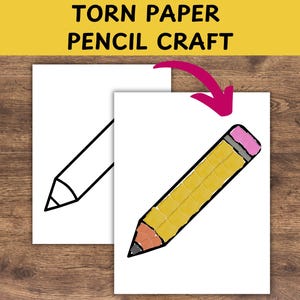 Torn Paper Pencil Craft: Back to School Activity (PDF Downloadable Template