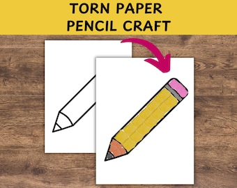 Torn Paper Pencil Craft: Back to School Activity (PDF Downloadable Template