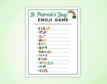 St. Patrick's Day Emoji Game, Party Game, March Classroom Activity
