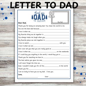 Carta imprimible para el Día del Padre, Regalo para el Día del Padre de los Niños, Cuestionario del Día del Padre, Todo sobre mi Papá, Regalo de Cumpleaños para Papá, Regalo para Papá