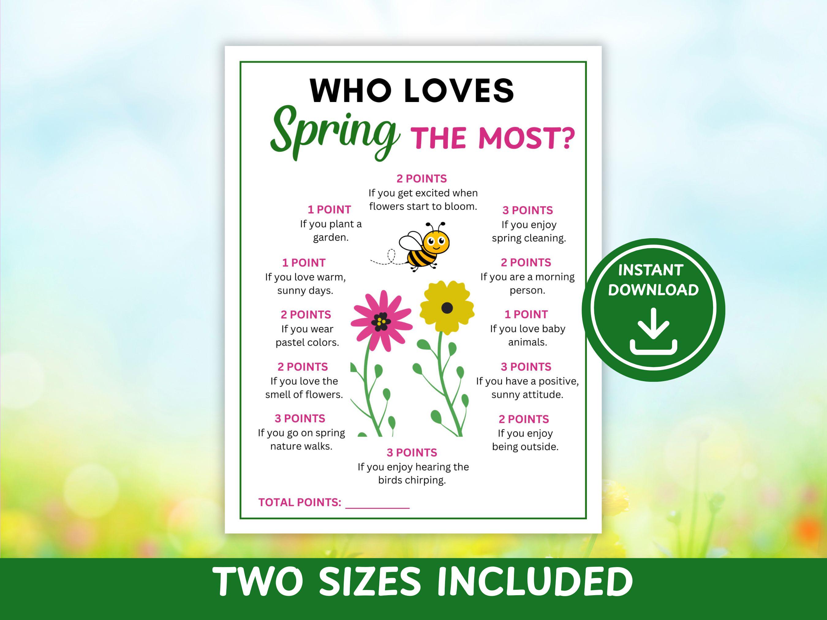 Who Loves Spring the Most Game | Spring Party Game | Icebreaker ...