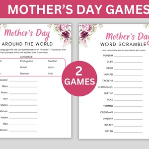 Mother's Day Games Printable Mother's Day Party Games, Mother's Day ...