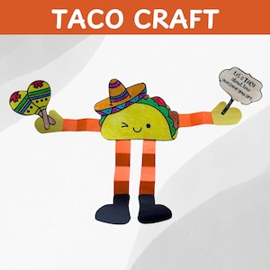 Manualidad de tacos, manualidad del Cinco de Mayo para niños, actividad del Cinco de Mayo, manualidad con comida, manualidad de persona con tacos, manualidad para colorear, manualidad para el aula