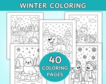 Winter Coloring Pages for Kids, 20 Fun Printable Coloring Sheets, Snowman, Penguins, Animals & More