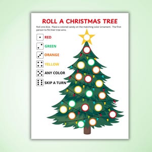 Roll A Christmas Tree Game: Printable Holiday Activity (PDF)