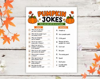 Jeu de blagues sur les citrouilles, activité d'Halloween pour enfants, fiche imprimable pour la classe sur l'automne